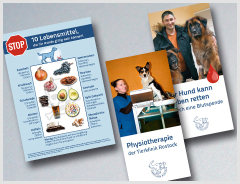 Verschiedene Flyer für die Tierklinik Rostock, c-co, Uta Tietze